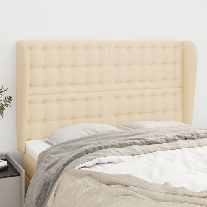 Tăblie de pat cu aripioare, crem, 147x23x118/128 cm, textil WALTI
