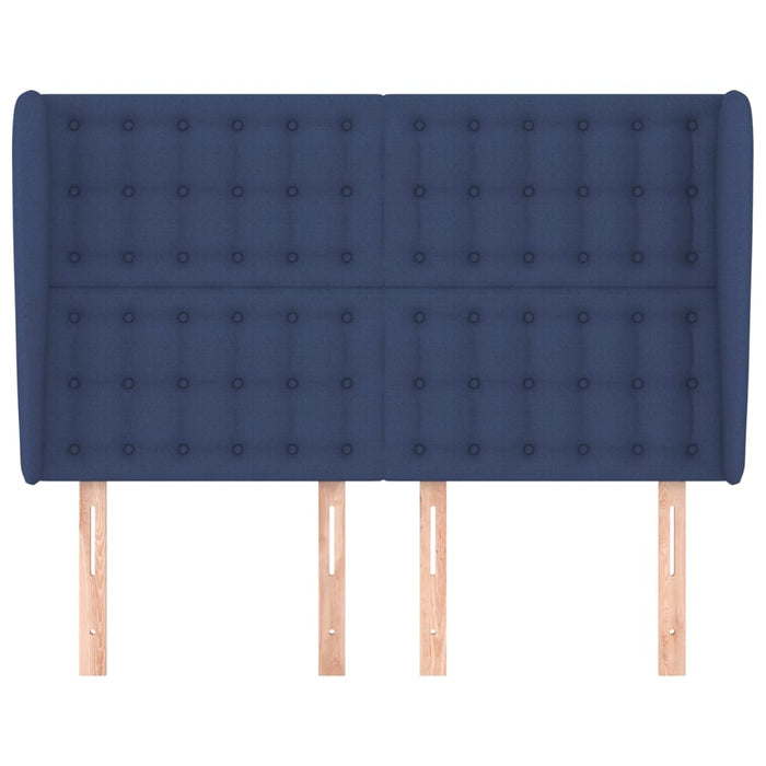 Tăblie de pat cu aripioare, albastru, 147x23x118/128 cm, textil WALTI