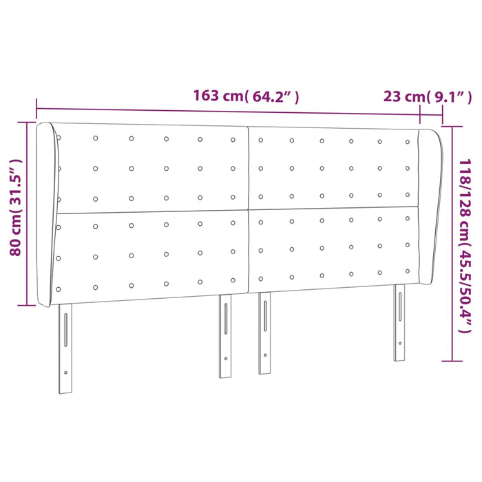 Tăblie de pat cu aripioare gri taupe 163x23x118/128 cm textil - WALTI WALTI