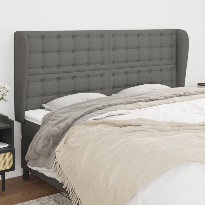 Tăblie de pat cu aripioare gri închis 183x23x118/128 cm textil - WALTI WALTI