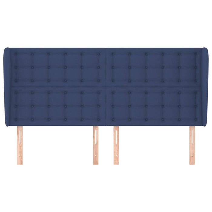 Tăblie de pat cu aripioare, albastru, 203x23x118/128 cm, textil - WALTI WALTI