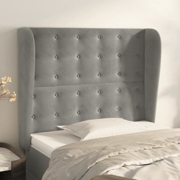 Tăblie de pat cu aripioare gri deschis 83x23x118/128 cm catifea - WALTI WALTI