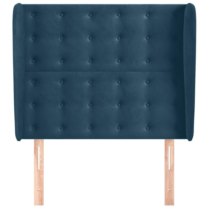Tăblie pat cu aripioare albastru închis 83x23x118/128cm catifea - WALTI WALTI