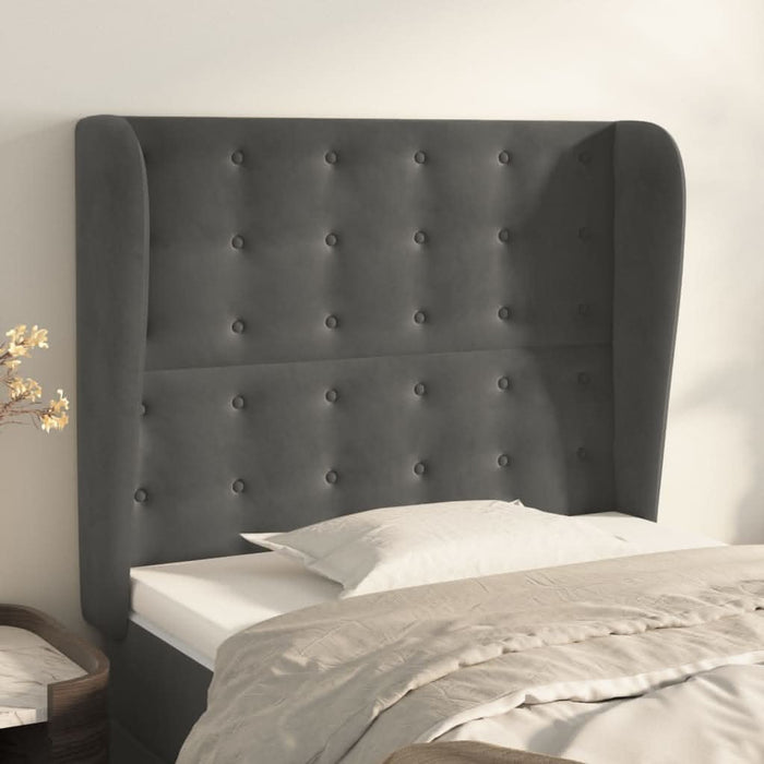 Tăblie de pat cu aripioare gri închis 93x23x118/128 cm catifea - WALTI WALTI