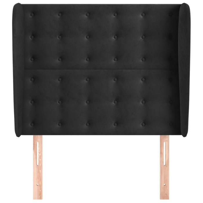 Tăblie de pat cu aripioare, negru, 93x23x118/128 cm, catifea WALTI