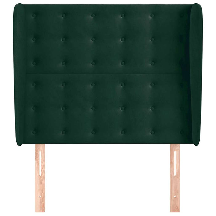 Tăblie pat cu aripioare verde închis 93x23x118/128 cm catifea WALTI