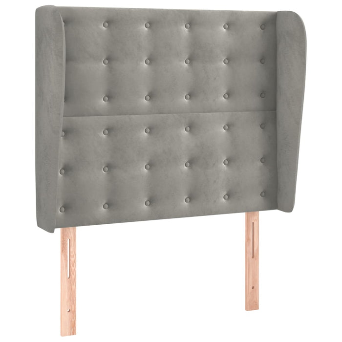 Tăblie de pat cu aripioare gri deschis 103x23x118/128cm catifea - WALTI WALTI