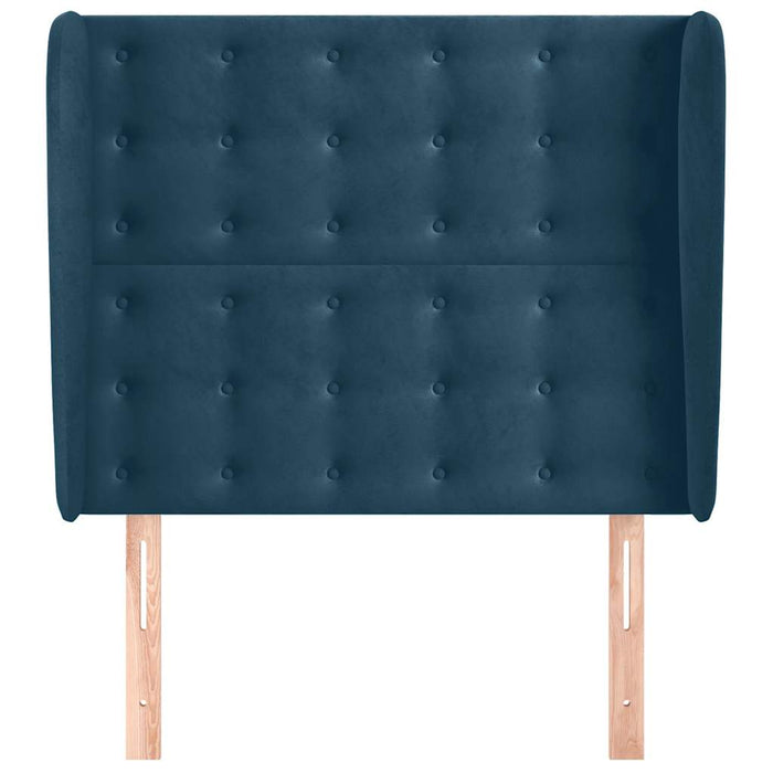 Tăblie pat cu urechi albastru închis 103x23x118/128cm catifea WALTI