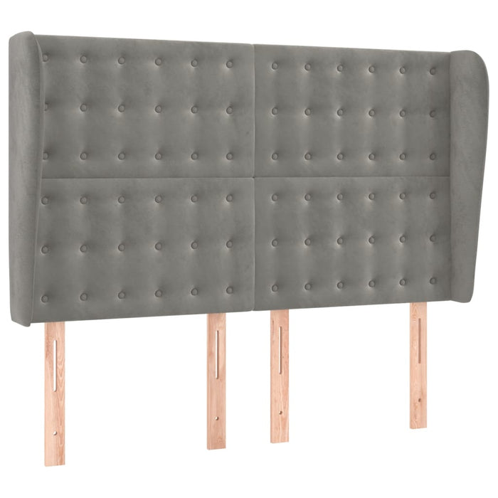 Tăblie de pat cu aripioare gri deschis 147x23x118/128cm catifea - WALTI WALTI