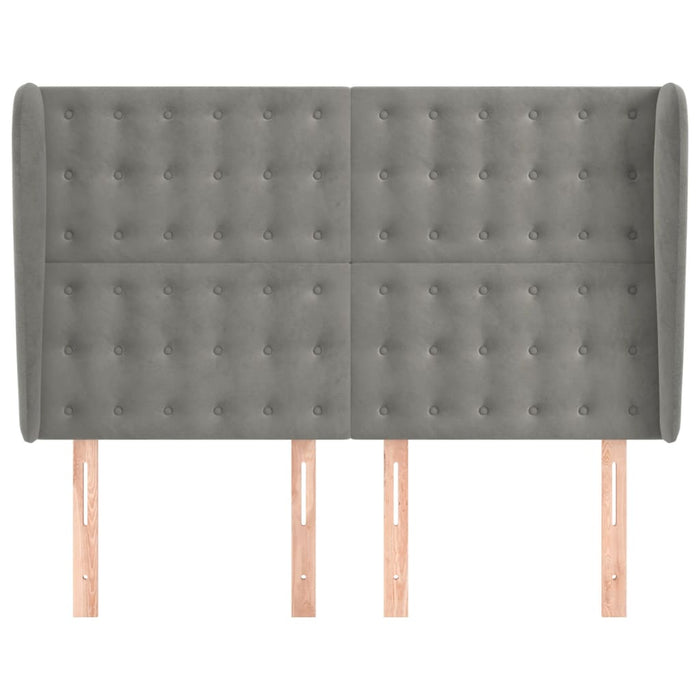 Tăblie de pat cu aripioare gri deschis 147x23x118/128cm catifea - WALTI WALTI