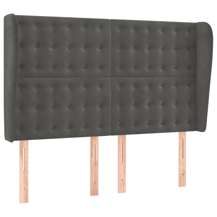 Tăblie de pat cu aripioare gri închis 147x23x118/128 cm catifea - WALTI WALTI