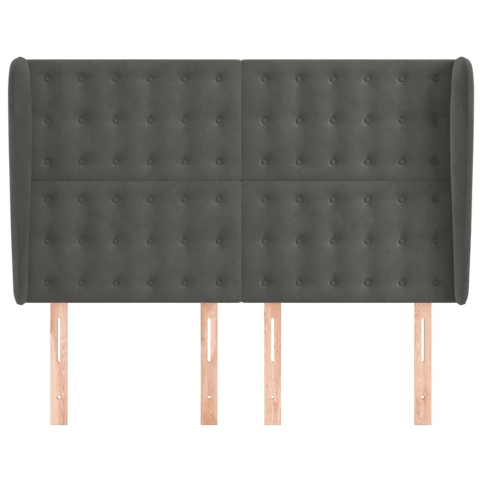 Tăblie de pat cu aripioare gri închis 147x23x118/128 cm catifea - WALTI WALTI