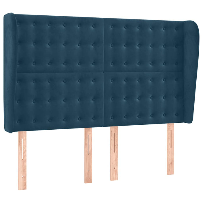 Tăblie pat cu urechi albastru închis 147x23x118/128 cm catifea WALTI
