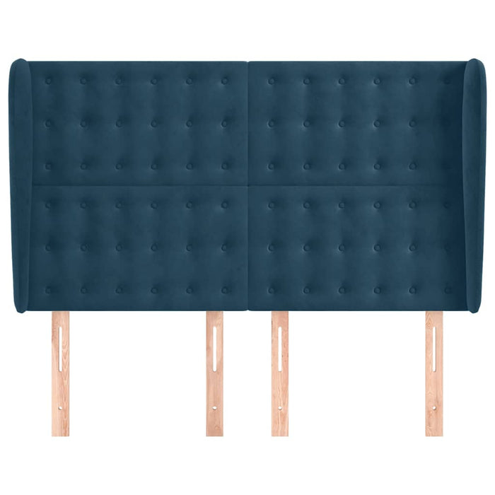 Tăblie pat cu urechi albastru închis 147x23x118/128 cm catifea WALTI