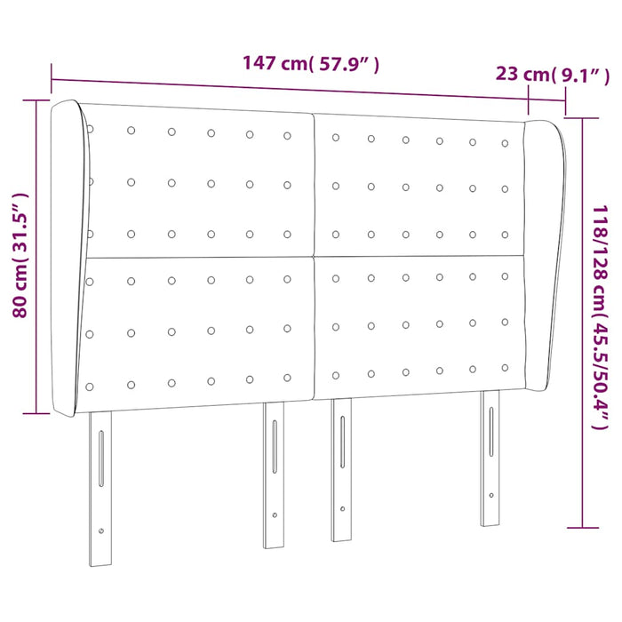Tăblie pat cu urechi albastru închis 147x23x118/128 cm catifea WALTI
