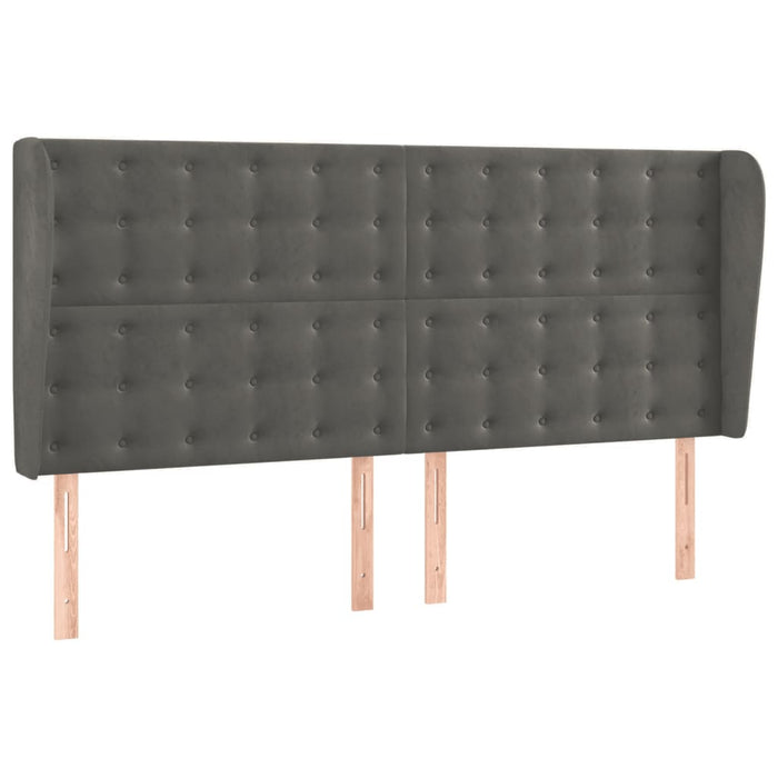 Tăblie de pat cu aripioare gri închis 163x23x118/128 cm catifea WALTI