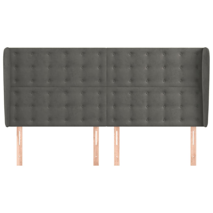 Tăblie de pat cu aripioare gri închis 163x23x118/128 cm catifea WALTI