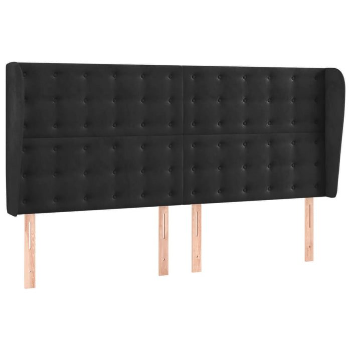 Tăblie de pat cu aripioare, negru, 163x23x118/128 cm, catifea - WALTI WALTI