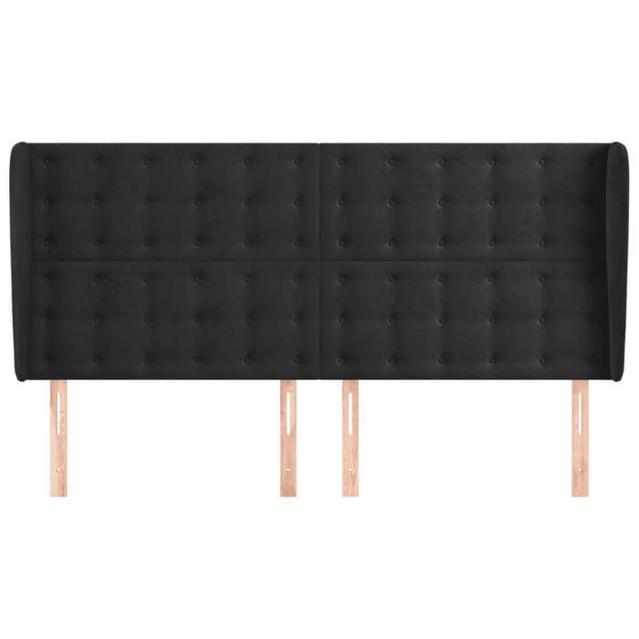 Tăblie de pat cu aripioare, negru, 163x23x118/128 cm, catifea - WALTI WALTI