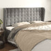 Tăblie de pat cu aripioare gri deschis 183x23x118/128cm catifea - WALTI WALTI