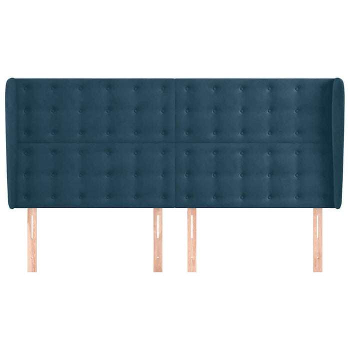 Tăblie pat cu urechi albastru închis 183x23x118/128 cm catifea WALTI