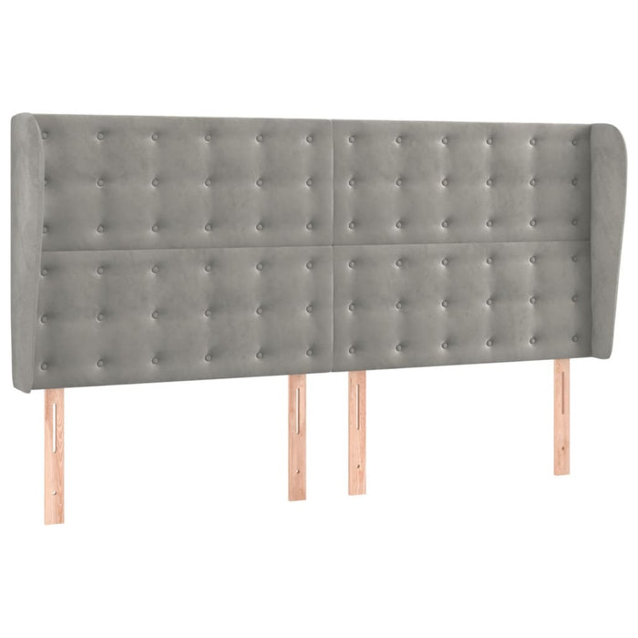 Tăblie de pat cu aripioare gri deschis 203x23x118/128cm catifea - WALTI WALTI