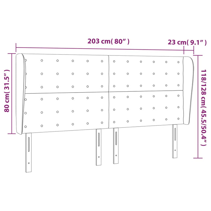 Tăblie de pat cu aripioare gri deschis 203x23x118/128cm catifea - WALTI WALTI
