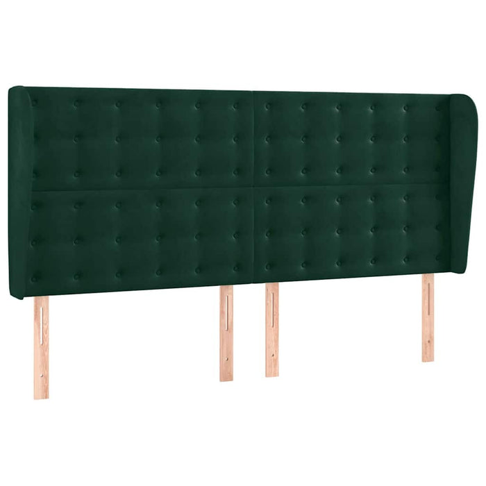 Tăblie pat cu aripioare verde închis 203x23x118/128cm catifea WALTI