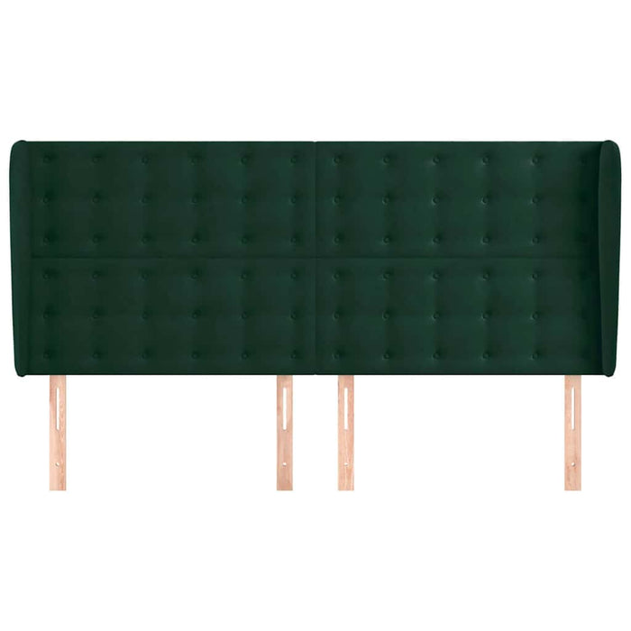 Tăblie pat cu aripioare verde închis 203x23x118/128cm catifea WALTI