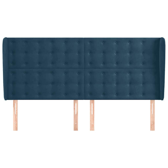 Tăblie pat cu urechi albastru închis 203x23x118/128 cm catifea WALTI