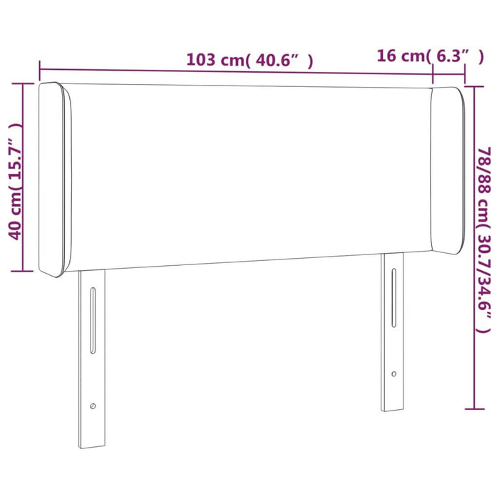 Tăblie de pat cu aripioare maro închis 103x16x78/88 cm textil - WALTI WALTI