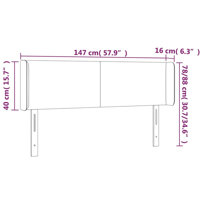 Tăblie de pat cu aripioare gri deschis 147x16x78/88 cm textil WALTI