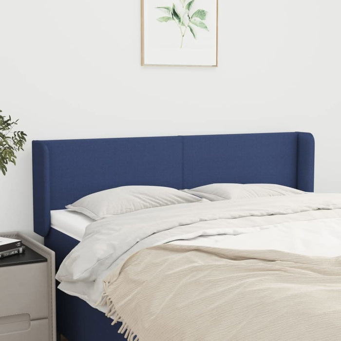 Tăblie de pat cu aripioare, albastru, 147x16x78/88 cm textil - WALTI WALTI