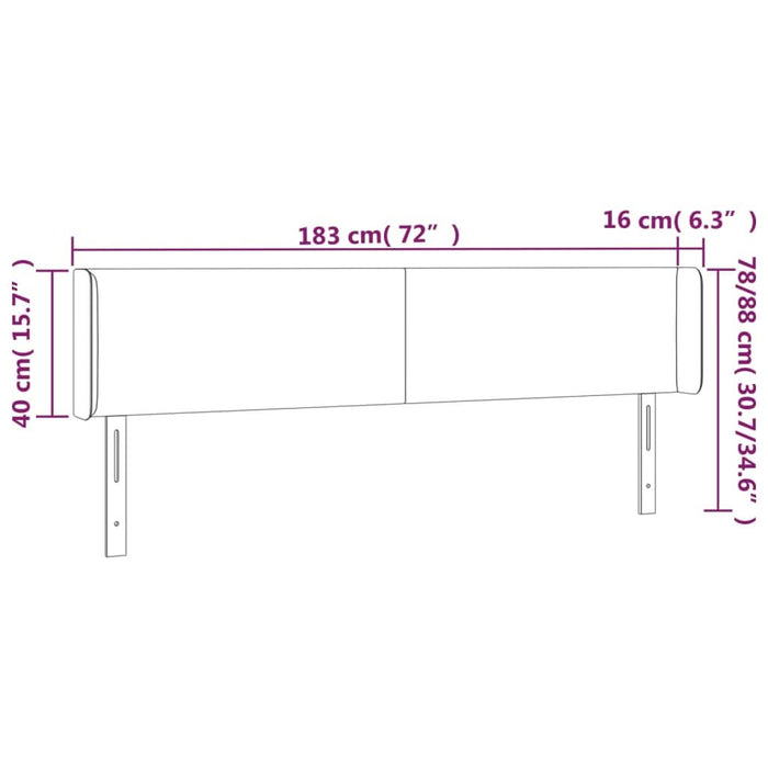 Tăblie de pat cu aripioare gri taupe 183x16x78/88 cm textil - WALTI WALTI