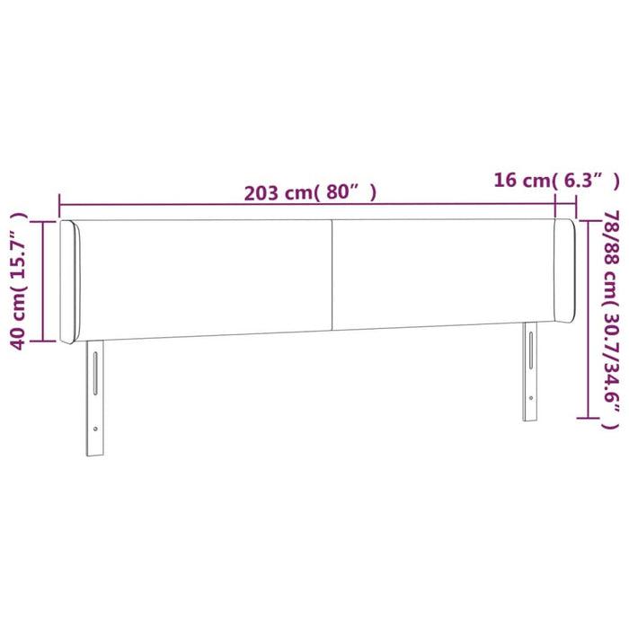 Tăblie de pat cu aripioare, albastru, 203x16x78/88 cm textil - WALTI WALTI