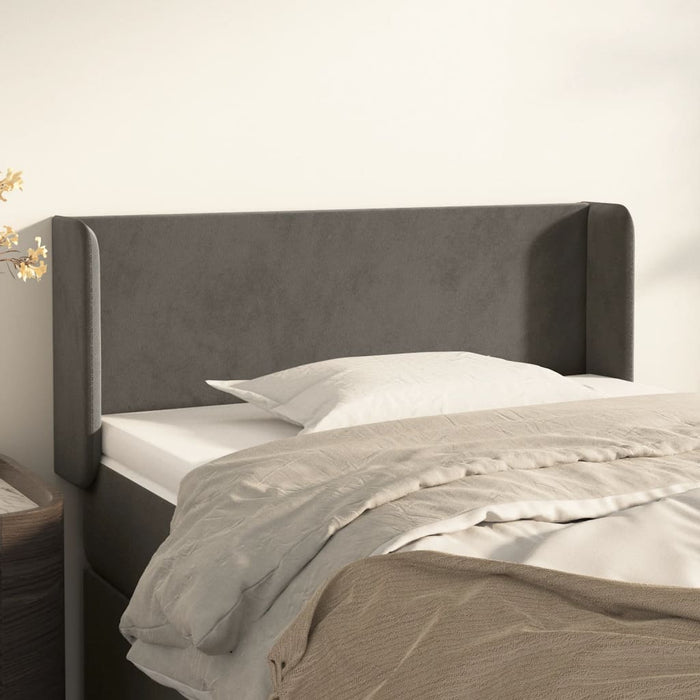 Tăblie de pat cu aripioare gri închis 83x16x78/88 cm catifea WALTI