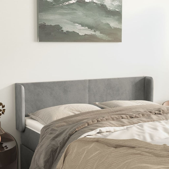 Tăblie de pat cu aripioare gri deschis 147x16x78/88 cm catifea - WALTI WALTI
