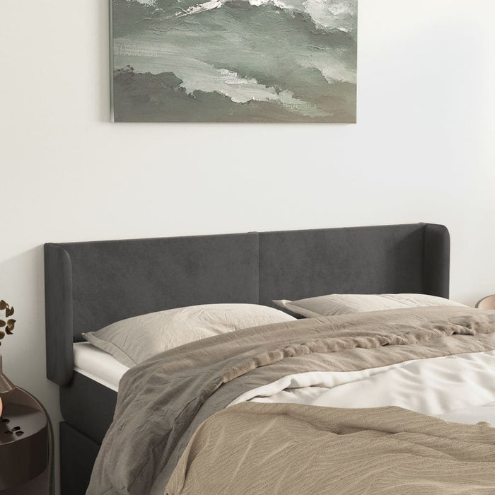 Tăblie de pat cu aripioare gri închis 147x16x78/88 cm catifea - WALTI WALTI