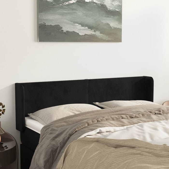 Tăblie de pat cu aripioare negru 147x16x78/88 cm catifea - WALTI WALTI