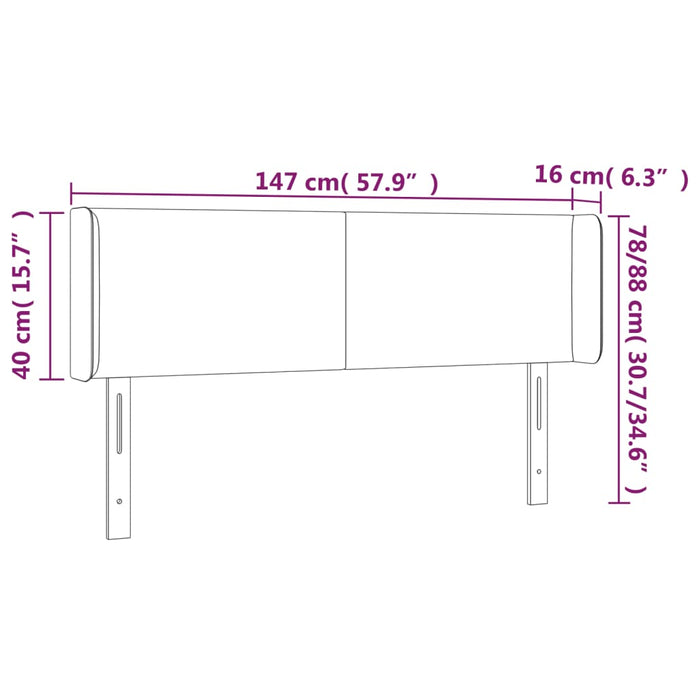 Tăblie de pat cu aripioare roz 147x16x78/88 cm catifea - WALTI WALTI
