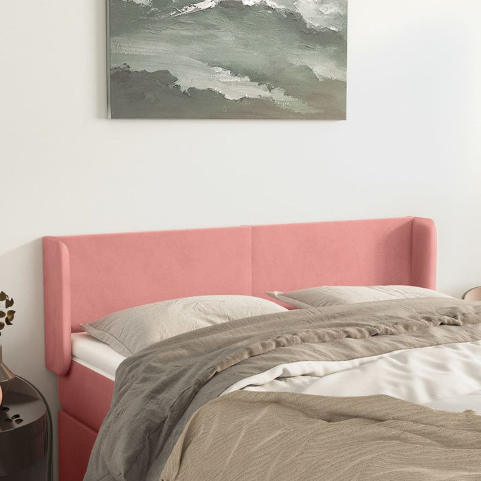 Tăblie de pat cu aripioare roz 147x16x78/88 cm catifea - WALTI WALTI