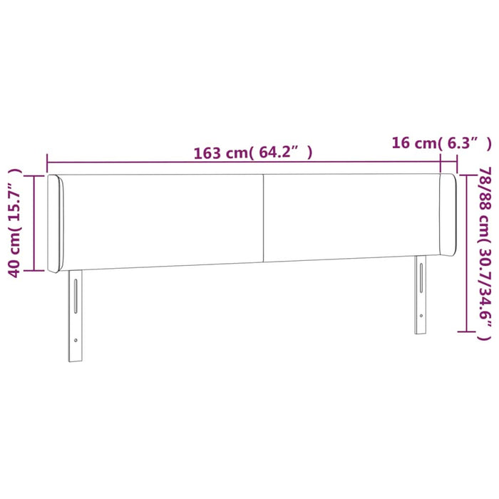 Tăblie de pat cu aripioare gri deschis 163x16x78/88 cm catifea - WALTI WALTI