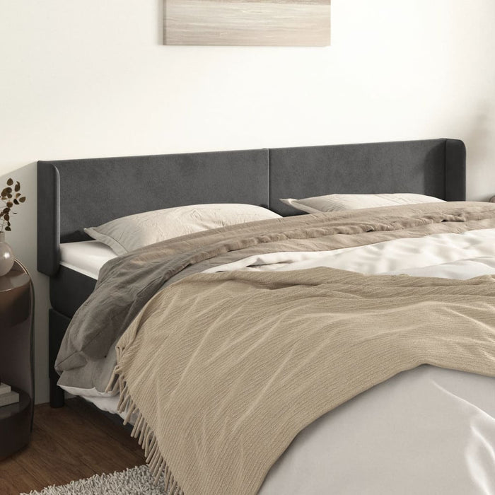 Tăblie de pat cu aripioare gri închis 163x16x78/88 cm catifea - WALTI WALTI