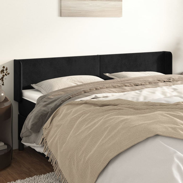 Tăblie de pat cu aripioare negru 163x16x78/88 cm catifea - WALTI WALTI