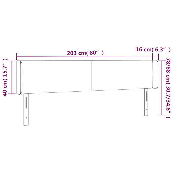 Tăblie de pat cu aripioare verde închis 203x16x78/88 cm catifea - WALTI WALTI