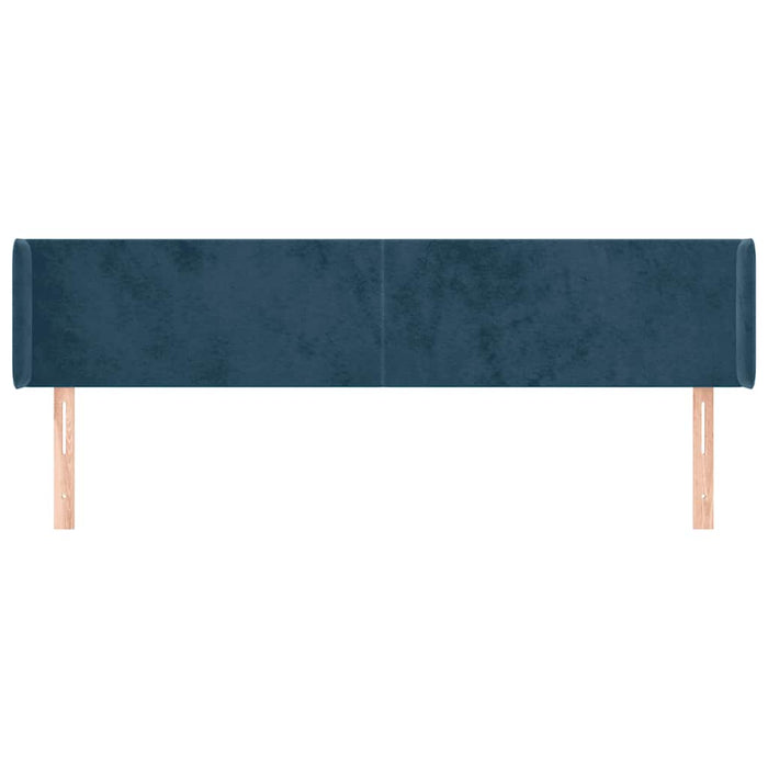 Tăblie pat cu aripioare albastru închis 203x16x78/88 cm catifea WALTI