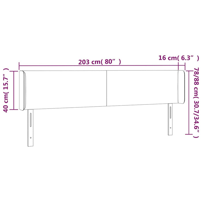 Tăblie pat cu aripioare albastru închis 203x16x78/88 cm catifea WALTI