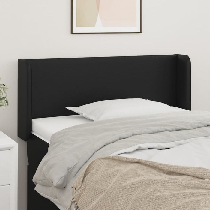 Tăblie de pat cu aripioare negru 103x16x78/88cm piele ecologică - WALTI WALTI