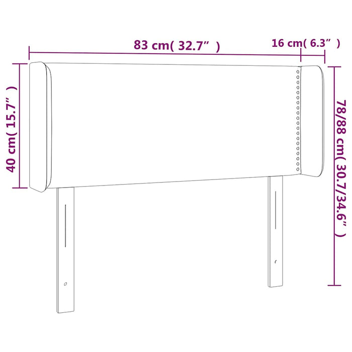 Tăblie de pat cu aripioare maro închis 83x16x78/88 cm textil WALTI