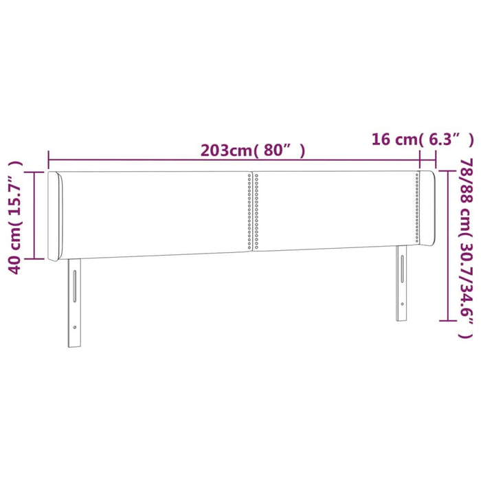 Tăblie de pat cu aripioare gri taupe 203x16x78/88 cm textil - WALTI WALTI